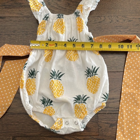 Tong bei Qi Pineapple Bodysuit Ruffles Short Sleeve Bowknot Sash size 100 - Picture 7 of 8